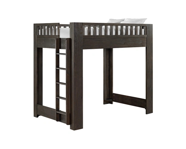 Full Loft Bed Cocoa Brown Finish Transitional Design