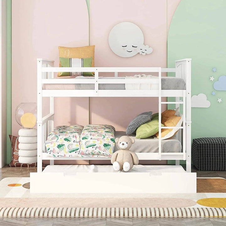 Full Over Full Bunk Bed with Trundle Triple Sleeper