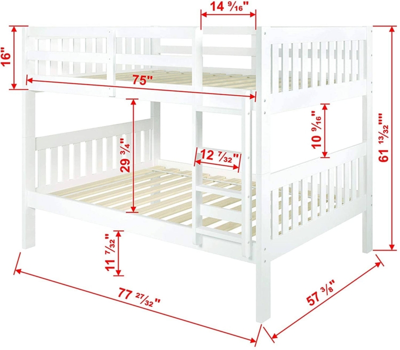 Full Size Bunk Bed Storage Stairs Underbed Drawers White