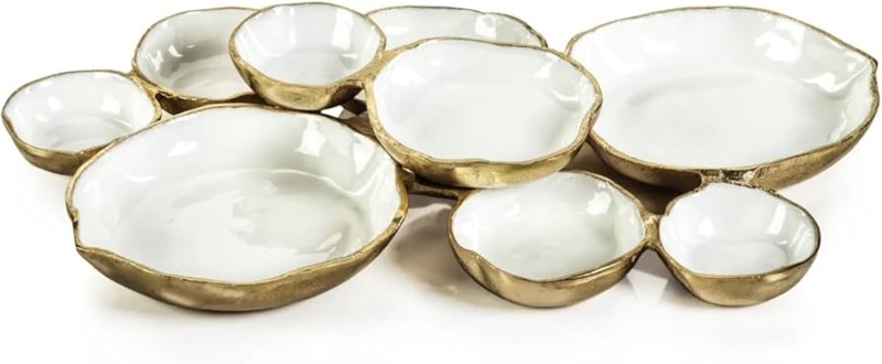 Fused Serving Bowl Cluster Nine Bowl Set Clustered Enamel Centerpiece