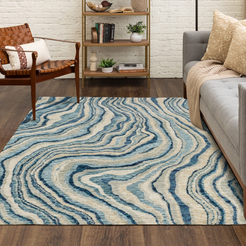 Geometric Area Rug: Navy & Teal Trellis Pattern Styling