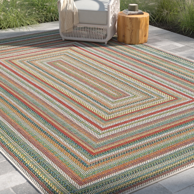Geometric Area Rug, Weathered Blue Trellis Pattern, Low Pile