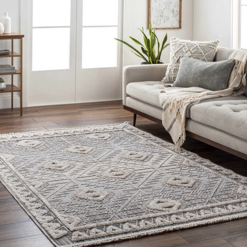 Geometric Carved Area Rug High Low Pile Rustic Scandinavian Decor