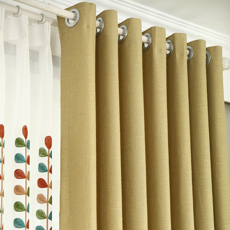 Ginger Yellow Linen Like Curtains for Earthy Modern Farmhouse Decor