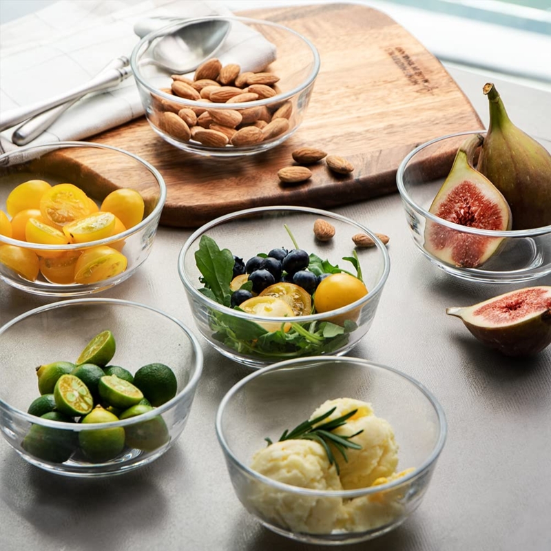 Glass Bowls, 8oz Capacity, Translucent. Glass Prep Bowl Set.