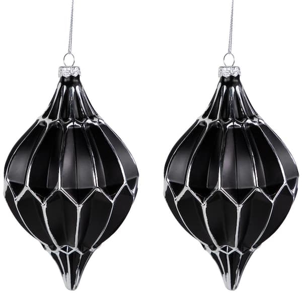 Glass Finial Christmas Ornaments Mercury Glass Accents Matte Finish (71 chars)