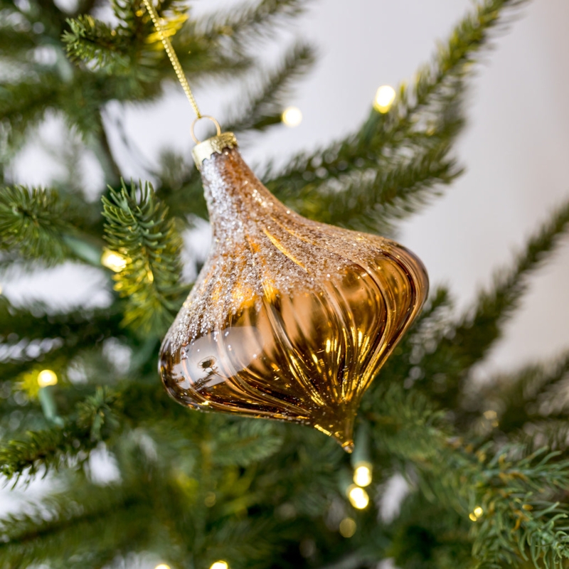 Glittered Glass Finial Ornaments in Two-Tone Metallic Style