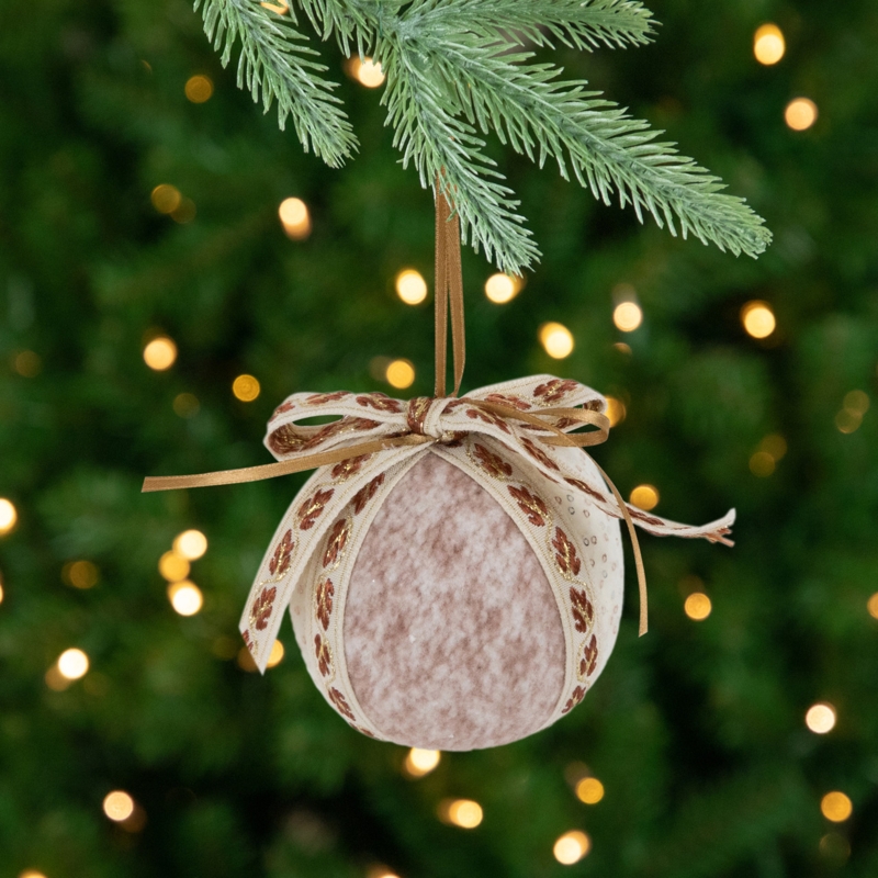 Gold Embroidered Christmas Ornaments Leaf Pattern