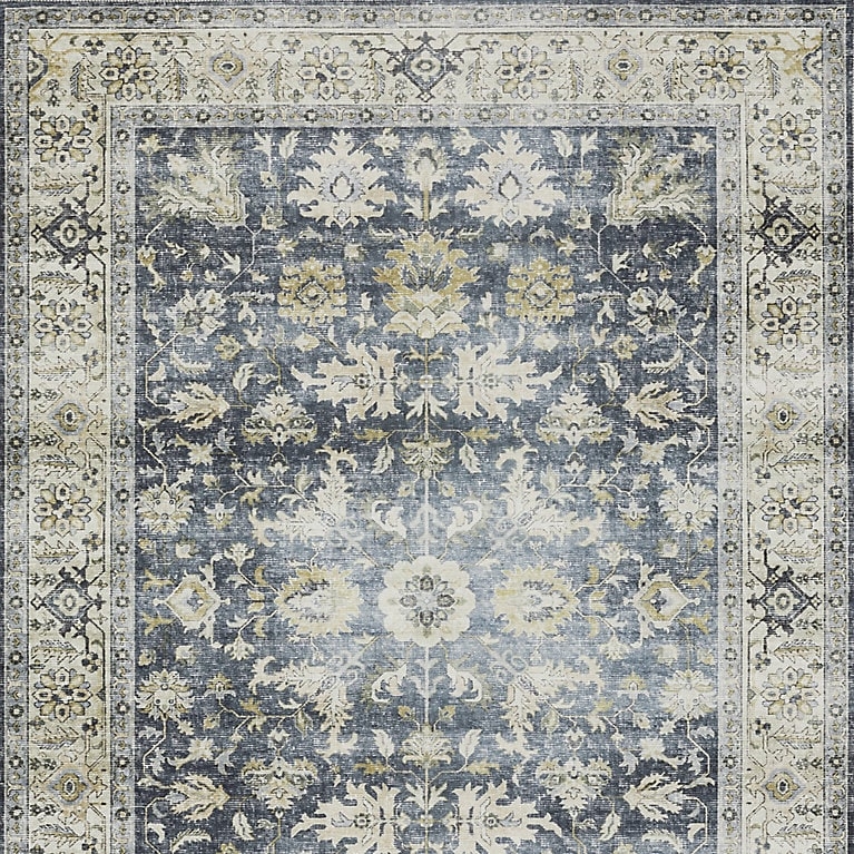 Grey Distressed Area Rug Runner Low Pile Hallway