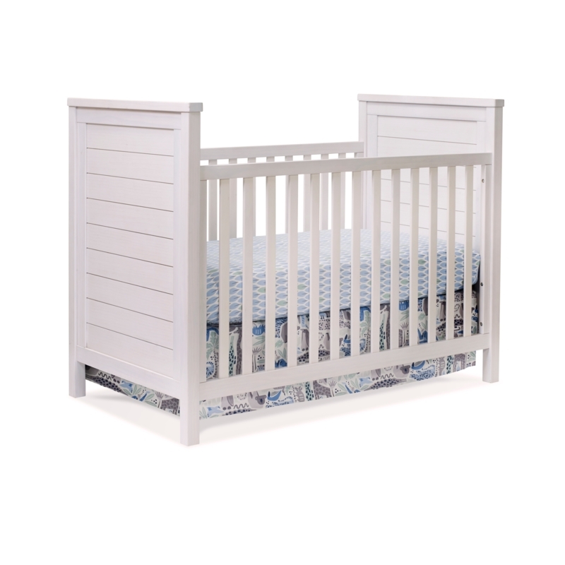 Grey Farmhouse Convertible Crib Nursery Furniture with High Back