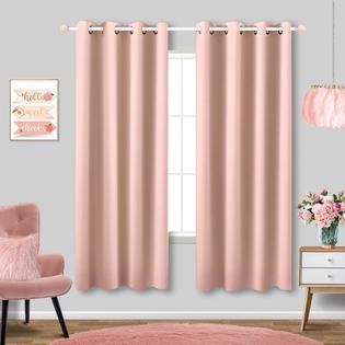 Grommet-Top Curtain Panels, Pair Set for Blush Pink Bedroom Curtains