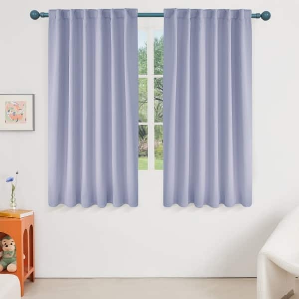 Grommet Top Curtains Navy Blue Short Thermal Insulated Crisp