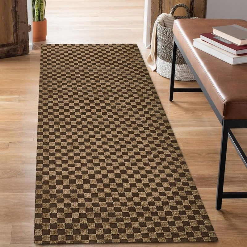 Hallway Runner Charcoal Gray Low Profile Textured Weave Minimalist