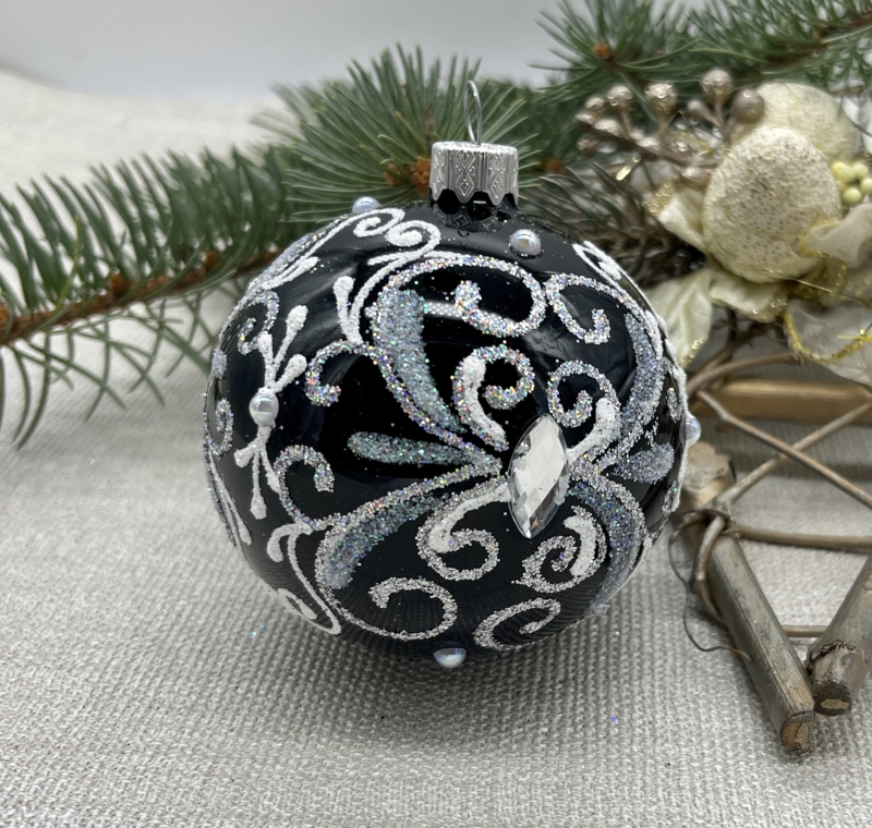 Hand Painted Christmas Ornament Winter Scene Glass Glossy Finish (68 chars)