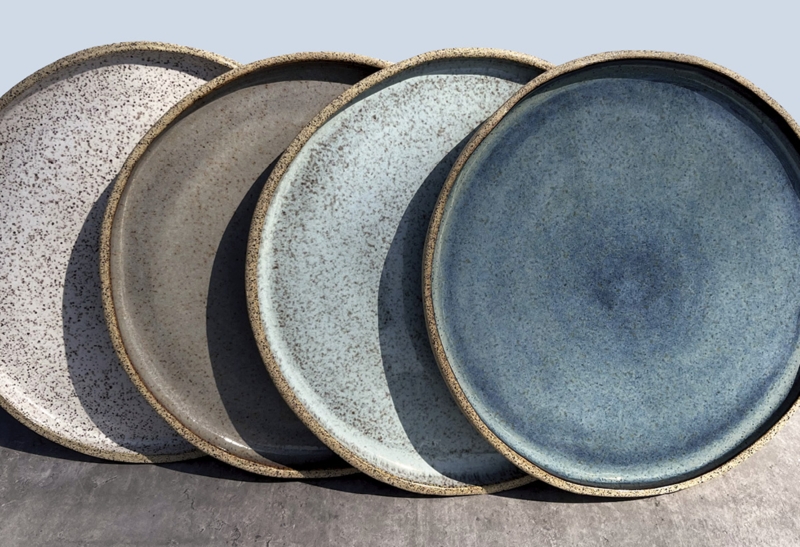 Handcrafted Ceramic Dinnerware Set, Slab Built Rustic Irregular Rims.