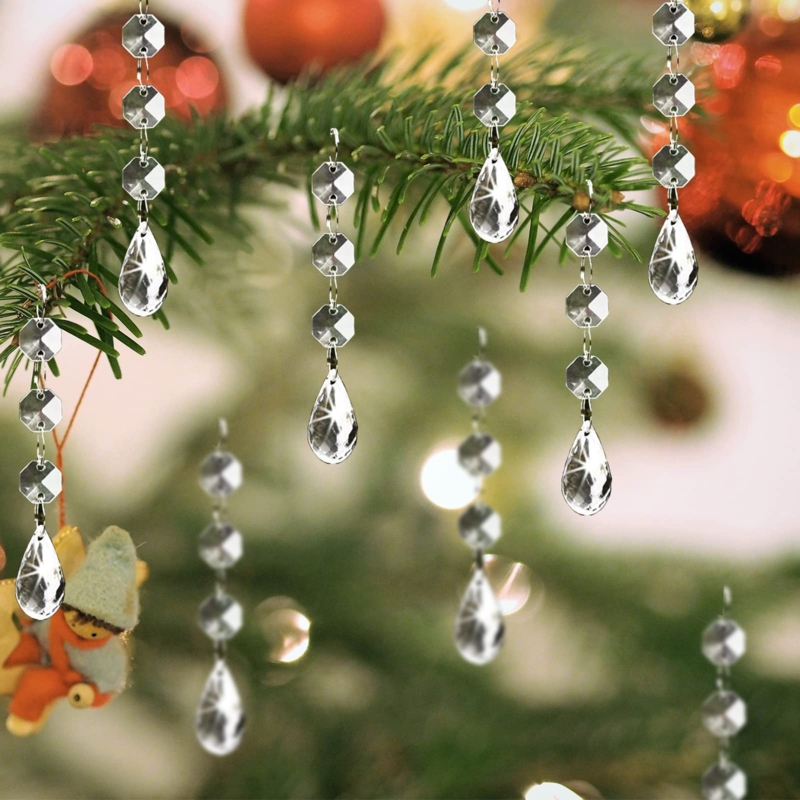 Hanging Ornaments: Faceted Acrylic Teardrops with Beaded Strings
