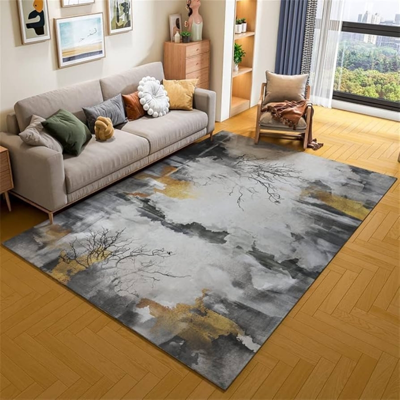 Heated Area Rug Wood Grain Print Surface Low Profile Electric Rug