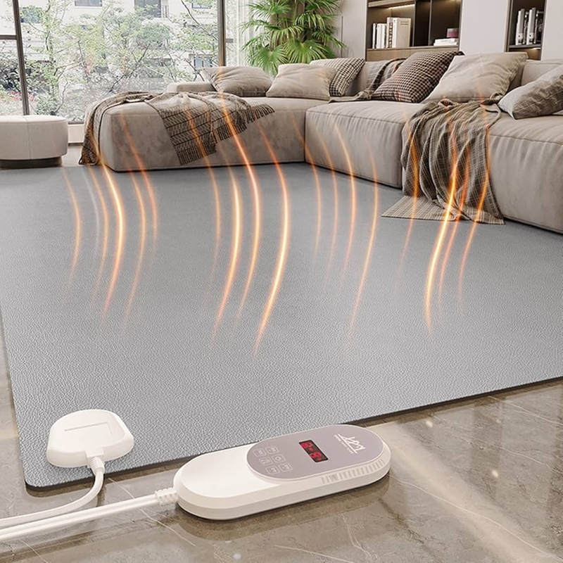 Heated Floor Mat Digital Controller Wood Grain Print Heated Area Rug Mat