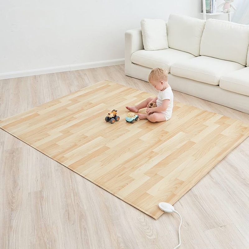 Heated Floor Mat Realistic Wood Look Waterproof Surface Radiant Heat