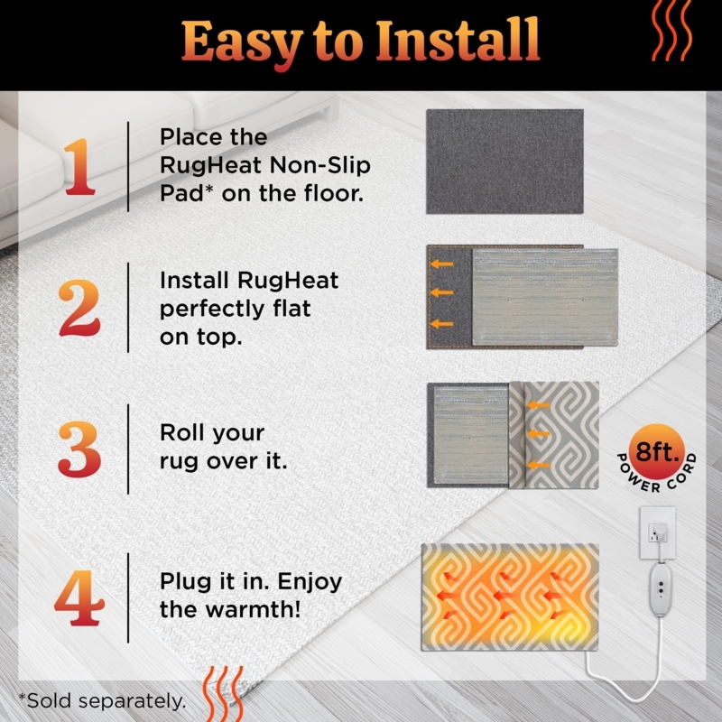 Heating Mat Portable Electric Floor Heater Discreet Under Rug