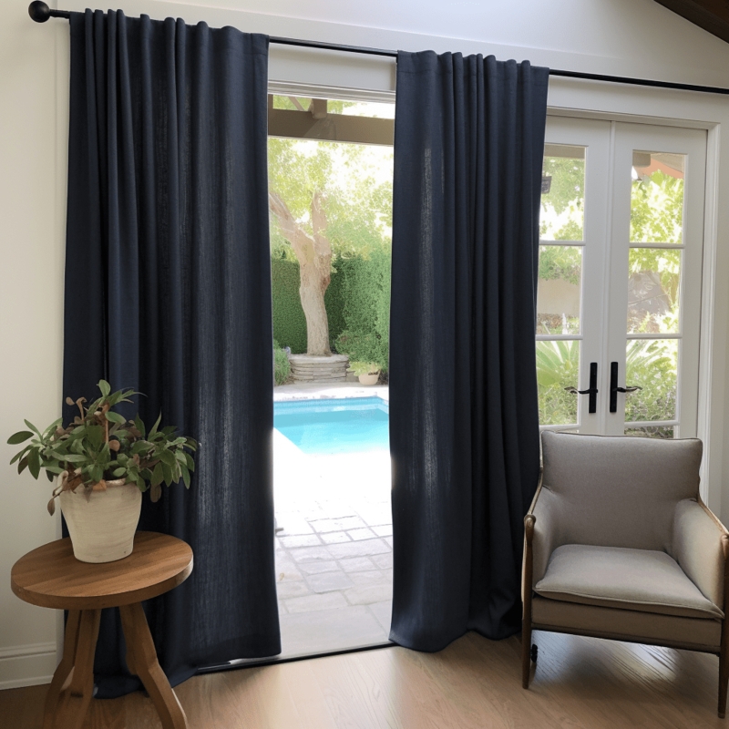 Heavy Slub Texture Curtain Panel Back Tab Oatmeal Linen
