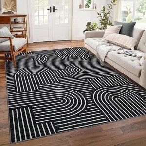 High Contrast Area Rug, Modern Minimalist Abstract Striped Design