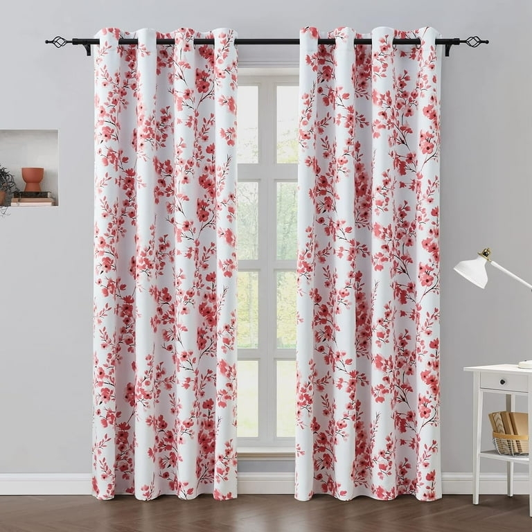 High Contrast Floral Curtains Dark Ground Grommet Room Darkening Drapes