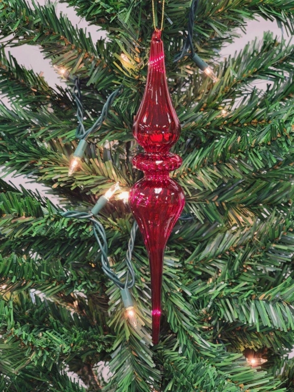 High Gloss Glass Finial Ornament with Polished Reflective Finish