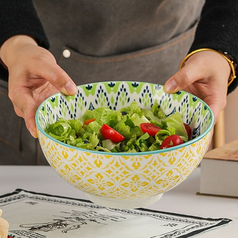High-Gloss Porcelain Serving Bowl Set, Intricate Mandala Pattern