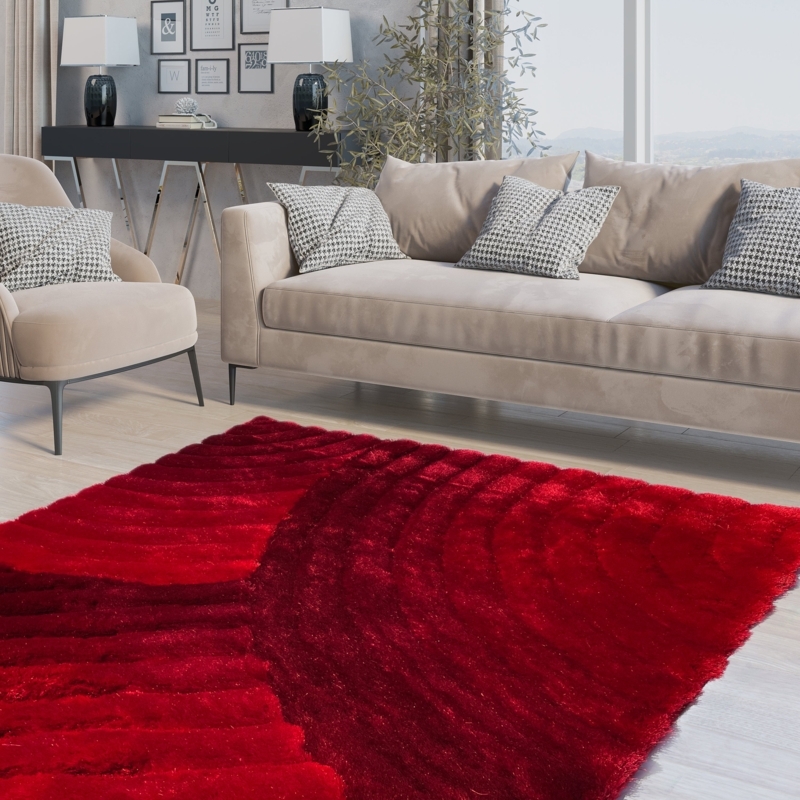 High-Low Swirl Shag Area Rug Vibrant Red vibrant red shag area rug