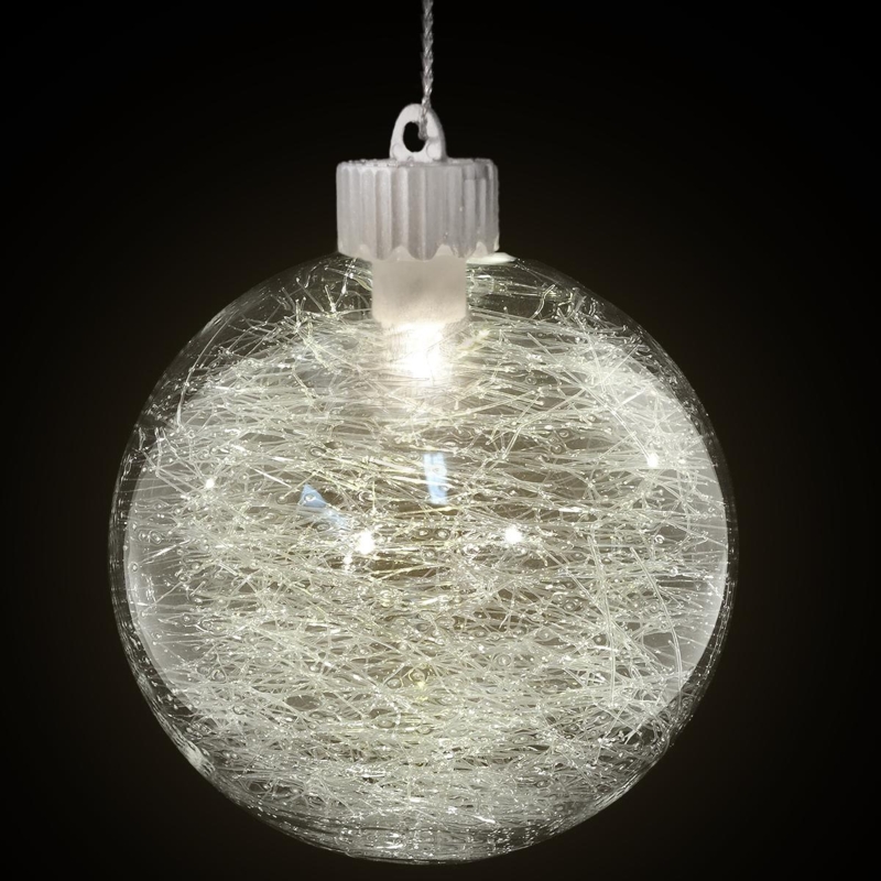 Holiday Ornament Clear Glass Globe with Modern LED Filament Warm Glow