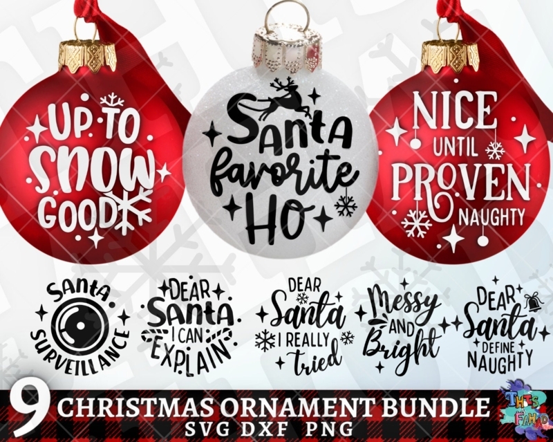 Holiday Ornaments Graphic Illustration Black White Humorous Typography