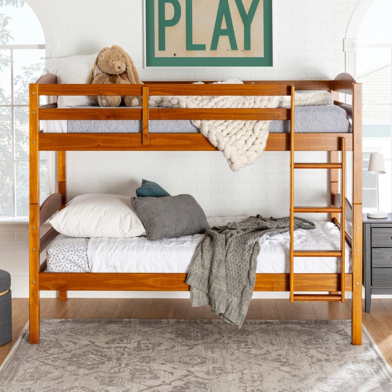 Honey Twin Wood Bunk Bed Transitional Slat Style