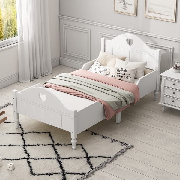 House Frame Toddler Bed with Guard Rails, Montessori Floor Bed for Kids