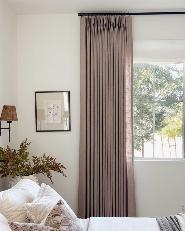 Hunter Green Linen Blackout Curtains, Pinch Pleat, Floor to Ceiling