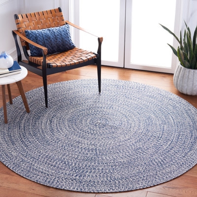 Indoor Outdoor Area Rug Navy Ivory Trellis Flatweave Geometric