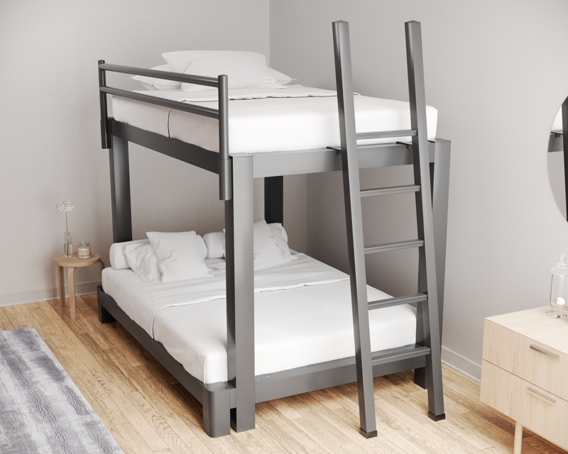 Industrial Bronze Full Over Queen Metal Bunk Bed for Adults
