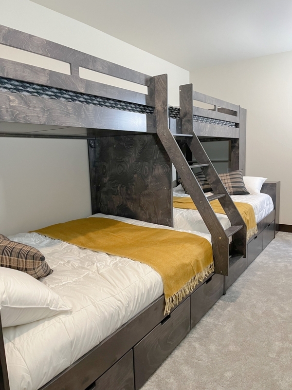 Integrated Storage Stairs Wood Bunk Bed Rustic Queen Bottom