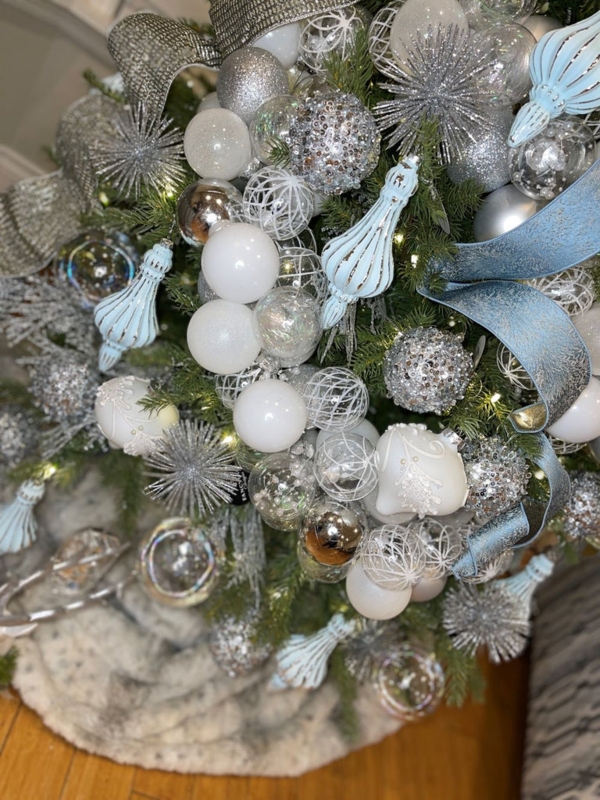 Iridescent Ball Ornament Glass Ornate Gold Cap Shimmering Decor