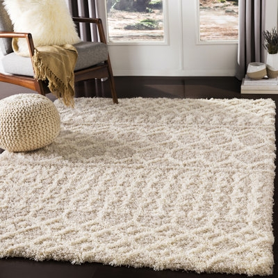Ivory Area Rug Large Scale Geometric Lines Minimalist Trellis