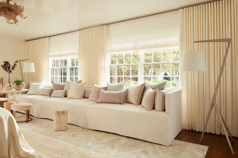 Ivory Ripple Fold Curtains Layered Window Treatments