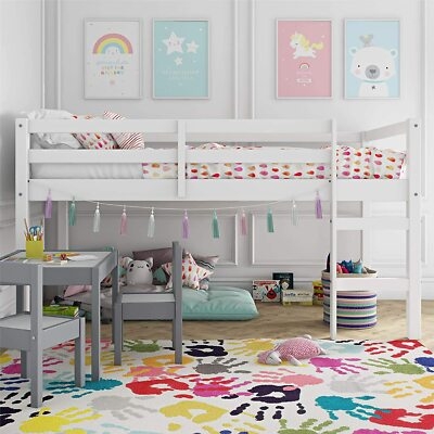Junior Loft Bed with Integrated Slide Angled Ladder Playful