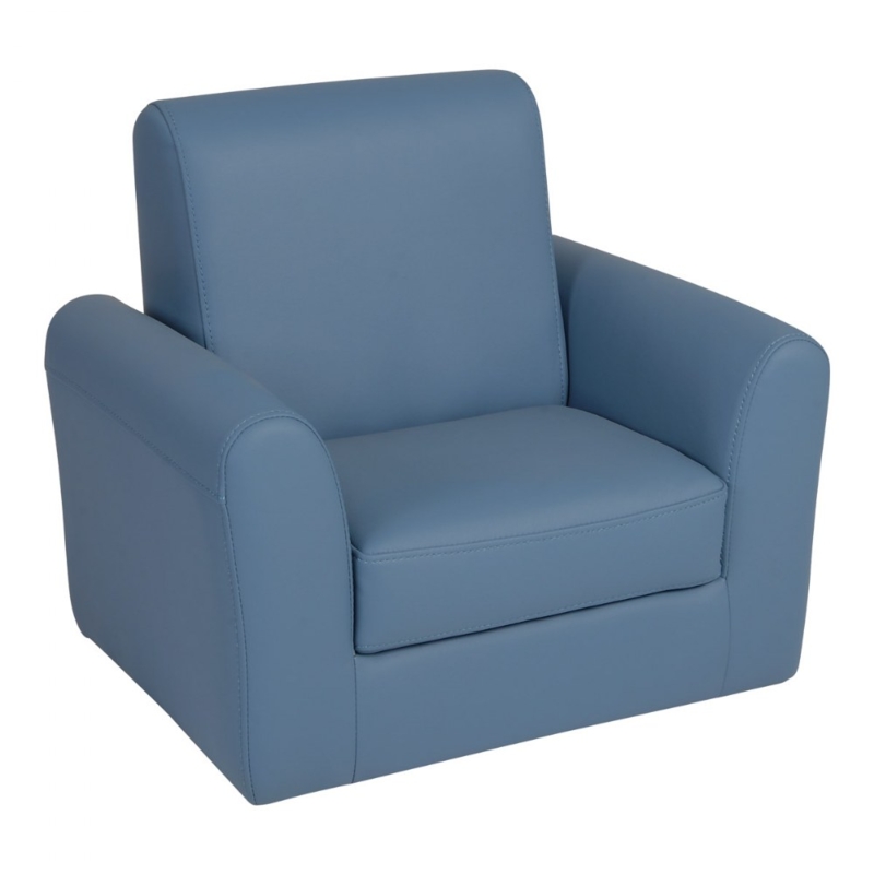 Kids Accent Chair Gray Vinyl Tapered Legs Modern Toddler Lounge