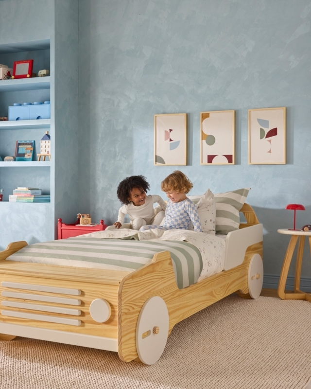 Kids Armchair Cream Textured Weave Rounded Silhouette Organic Modern