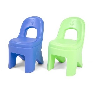 Kids Chair 2-Pack Molded Plastic with Handle Cutout Blue Green