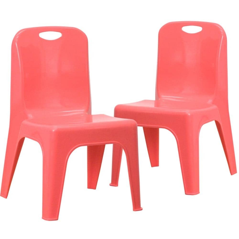 Kids Chair Bright Red Stackable Plastic Carrying Handle Classroom Seat