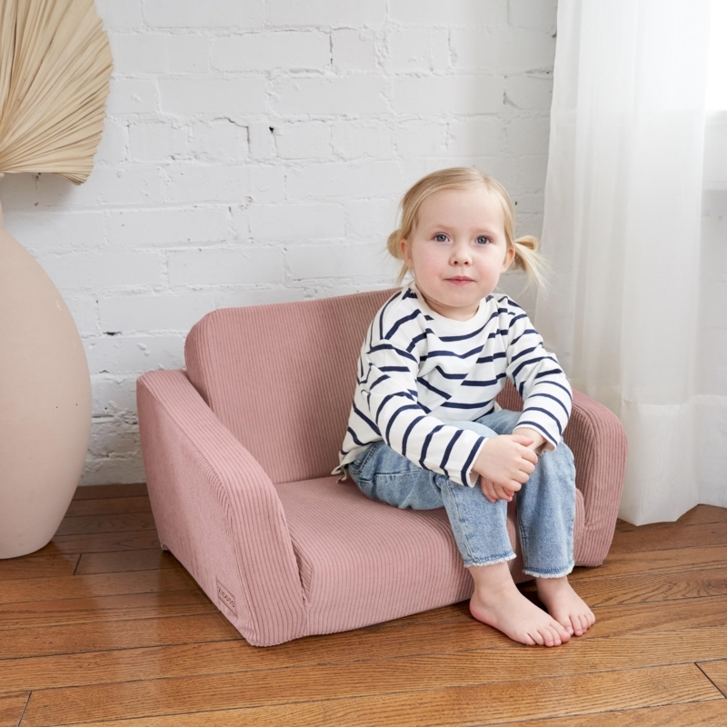 Kids Chair Cream Fold Out Seat Toddler Sofa Chair Foam Construction