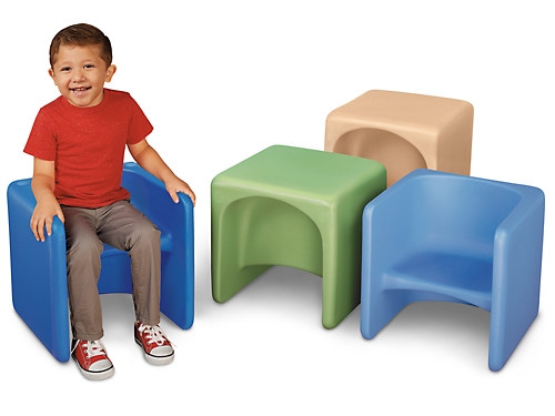 Kids Chair Set 3-in-1 Reversible Nesting Cubes Calming Colors