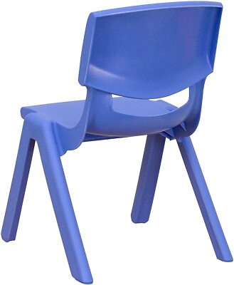 Kids Chair Set Blue Stackable Cutout Handle Metal Legs Playroom