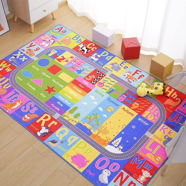 Kids Rug Alphabet Number Grid Colorful Play Mat